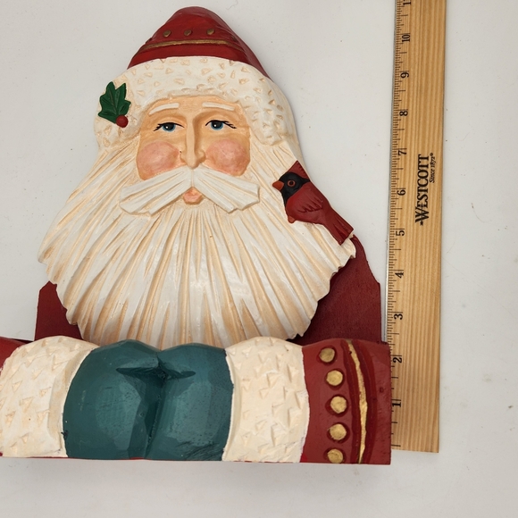 Midwest Cannon Falls Carved Santa Card Greenery Holder Box Wall Hanging - Picture 7 of 7